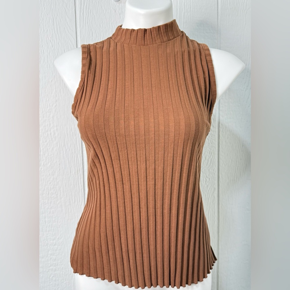 a new day Brown Ribbed Crop Top